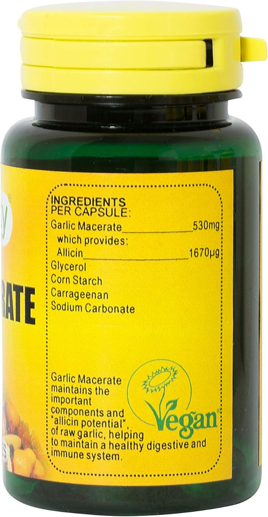 Veganicity Garlic Macerate 530Mg (1670G Allicin): Digestive And Immune Herbal Supplement : 60 Vcaps, In A Planet-Friendly 99% Recycled Pot