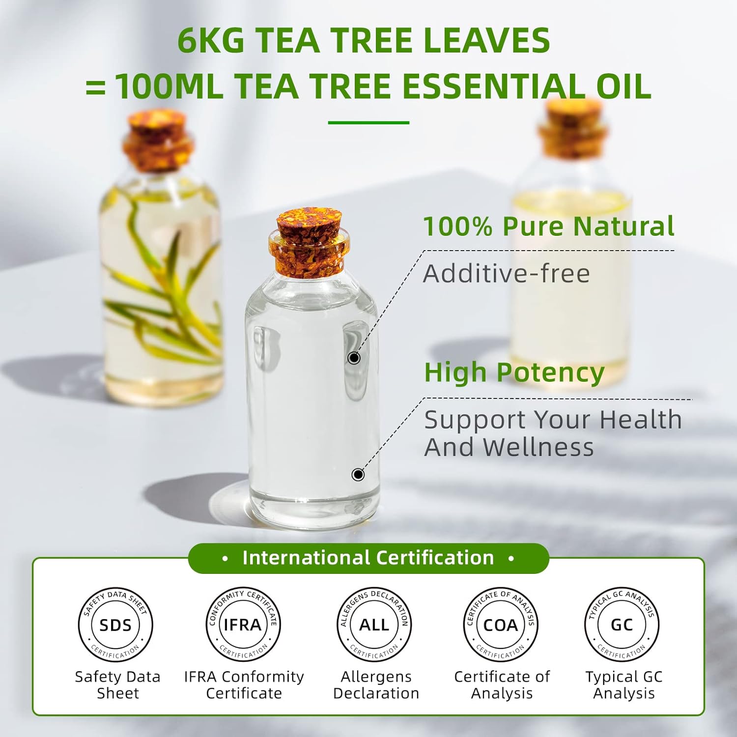 HIQILI 16 Fl Oz Tea Tree Oil, 100% Pure Natural Tea Tree Essential Oil for Skin, Hair, Toenail, Face - 500ML : Health & Household
