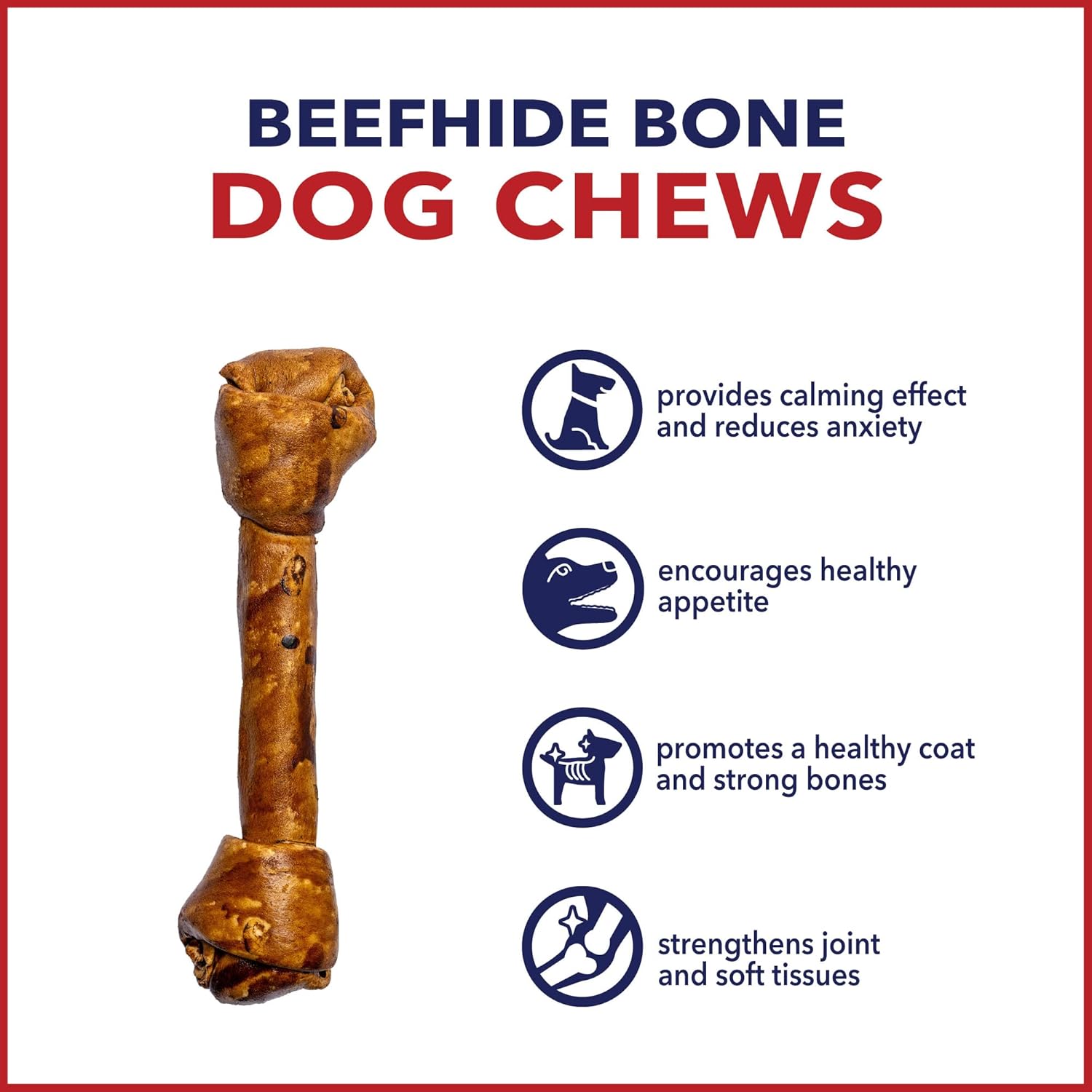 Pet Factory American Beefhide 12" Knotted Bone Dog Chew Treat - Peanut Butter Flavor, 1 Count/1 Pack : Pet Supplies