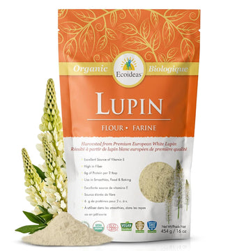 Ecoideas Org. Lupin Flour, 7.1 Oz Bag - Certified Organic, Kosher, Vegan, Low Carb, Gluten-Free, Non-Gmo & Keto Friendly