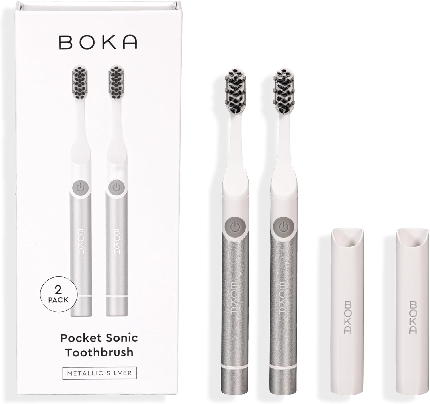 Boka Sonic Electric Toothbrush For Adults 2 Pk - 24000 Vpm W/Standard & Sensitive Modes - Waterproof & Up To 120 Battery Life W/Travel Cover & Mirror Mount - Automatic Smart Timer, Non-Slip Handle