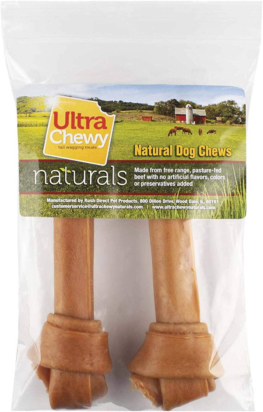 Ultra Chewy Turkey Tendon Knotted Bones for Dogs - Premium All-Natural, Hypoallergenic, Long-Lasting Dog Chew Treat, Easy to Digest, Ingredient Sourced from USA (7 Inches - 2 Pack) : Pet Supplies