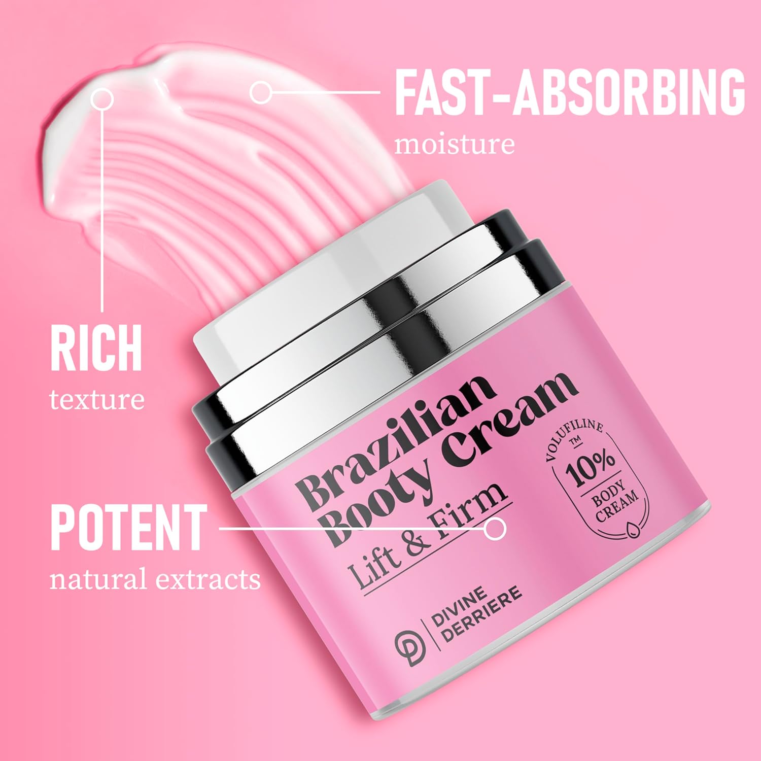 Divine Derriere Brazilian Body Butter Cream, Lift And Firm Body Cream With Volufiline Helps Reduce The Appearance Of Cellulite For A Lifted And Firm-Looking Derriere, Bum Bum Cream, 50Ml : Beauty & Personal Care