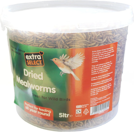 Extra Select Dried Mealworms Wild Bird Feed Treat, 5 Litre?08MW5L