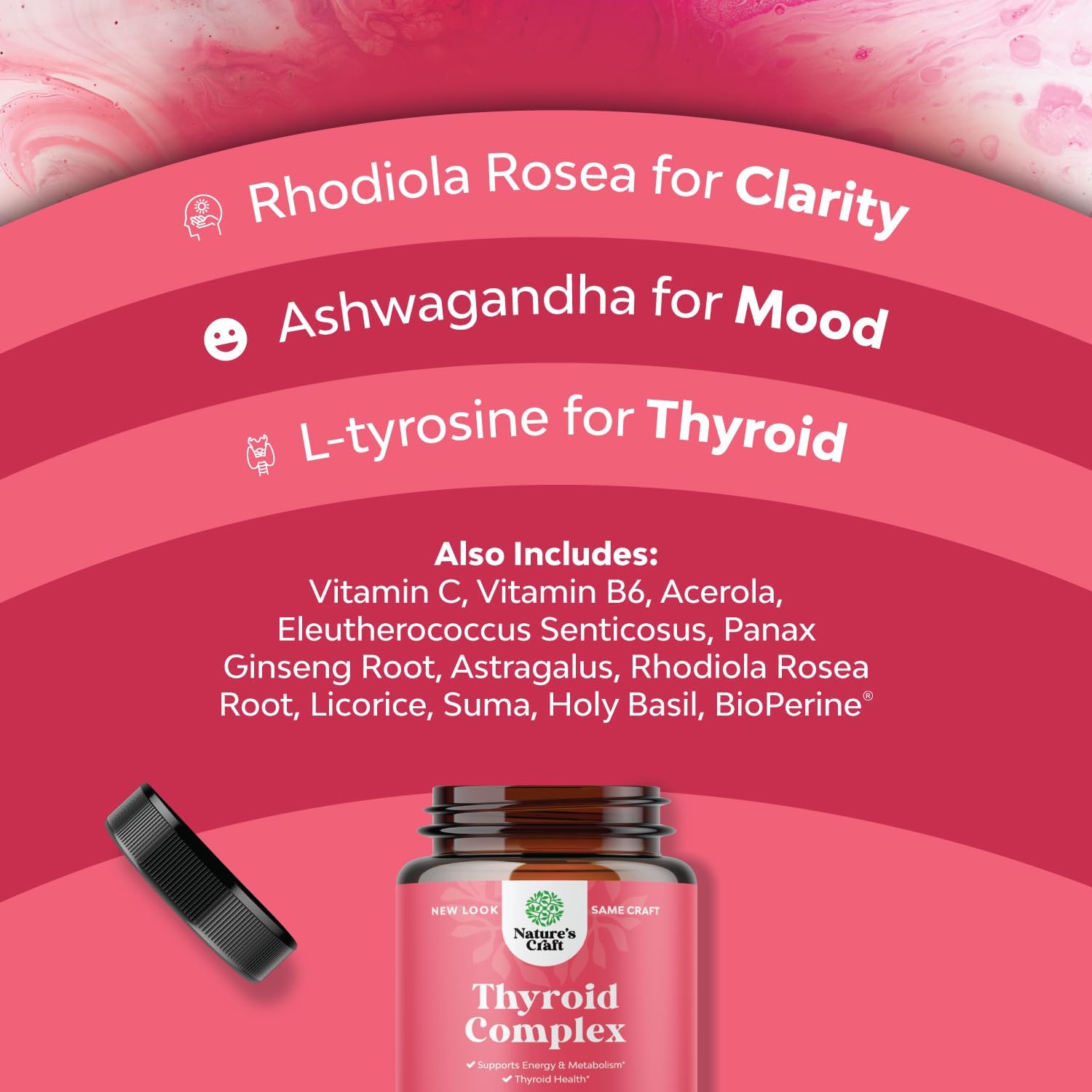 Advanced Thyroid Support for Women with Ashwagandha - Adaptogenic Thyroid Supplement with L Tyrosine Rhodiola and Astragalus Root - Non-GMO Balancing Herbal Thyroid Energy Women’s Health Supplement : Health & Household