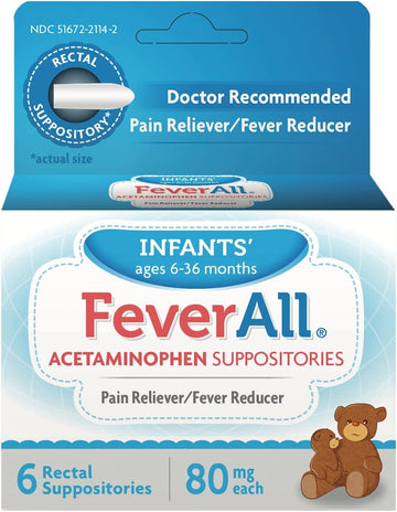 Feverall Infants Acetaminophen Suppositories 6 Rectal Suppositories 80Mg Each (Pack Of 3)