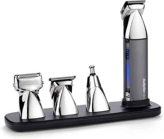 Babyliss Super-X Metal 15 In 1 All-In-One Multi-Trimmer, Cordless Grooming Kit Including Beard Trimmer And Nose Hair Trimmer, Waterproof, Gifts For Men (Silver/Grey)