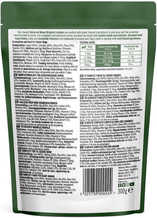 Natures Menu Senior Dog Food Pouch Lamb with Chicken (8 x 300g)?722099