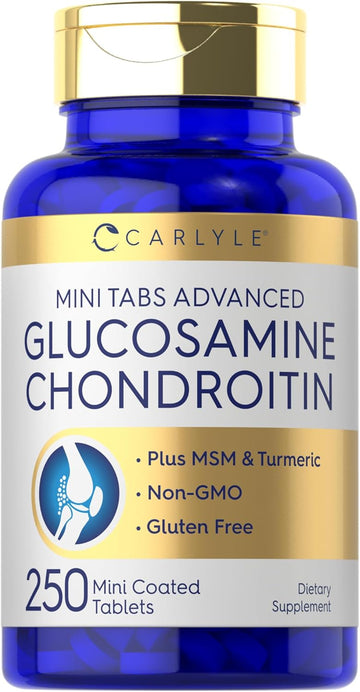 Carlyle Glucosamine Chondroitin Msm Turmeric | 250 Mini Tablets | Non-Gmo And Gluten Free