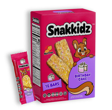 Snakkidz Organic Chewy Granola Bar, 45 Count, Birthday Cake, Nut And Allergen Free, Low Sugar, Made With Avocado Oil
