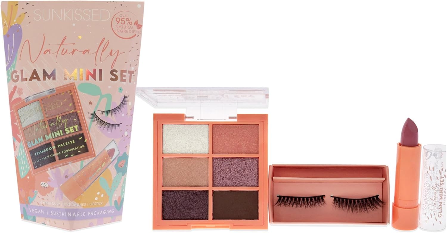 Sunkissed Naturally Glam Mini Set For Women 3 Pc 0.3Oz Eyeshadow, 0.12Oz Lipstick, Eyelashes
