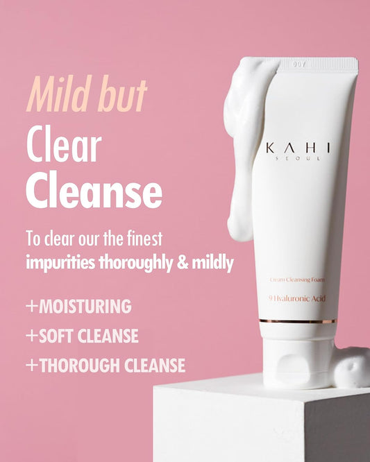 KAHI Cream Foaming Cleanser Face Wash | Hydrating Cream to Foam Cleanser for Oily Skin & Combination Face Care | Gentle Face Cleanser w/Collagen K Beauty Foaming Face Wash 2.70 fl oz