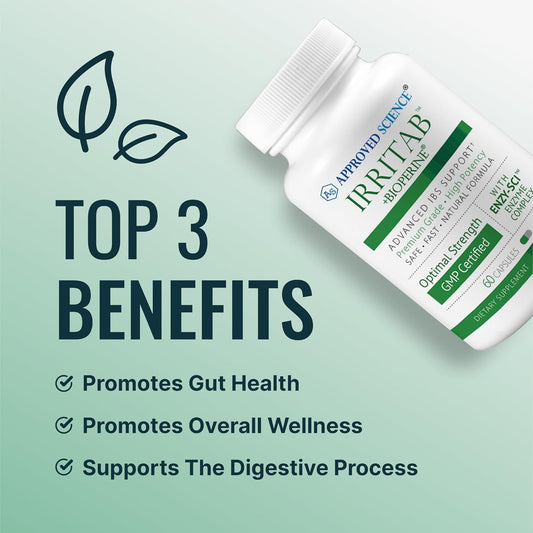 Approved Science Irritab - Natural Digestive Enzyme Support - Total Support - 60 Capsules