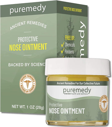 Puremedy Protective Nose Ointment, All Natural Homeopathic Nasal Skin Salve Sooths and Relieve Symptoms of Dry, Cracked, and Sore Nostrils, Creates Protective Barrier, 1 oz. (Pack of 1)