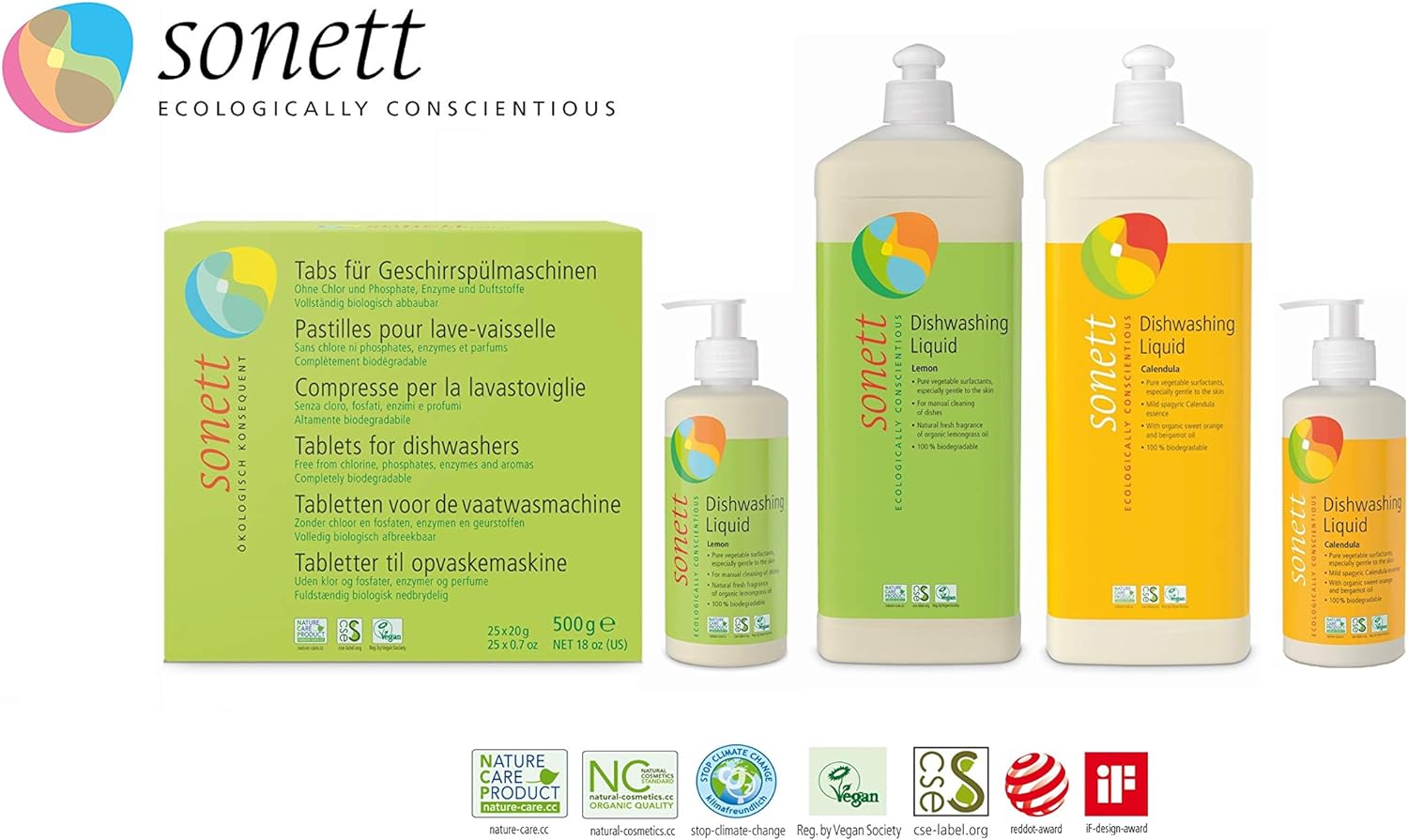 Sonett Organic Dishwashing Liquid (Calendula, 34 Fl.Oz (1 Count)) Certified Organically Grown : Health & Household