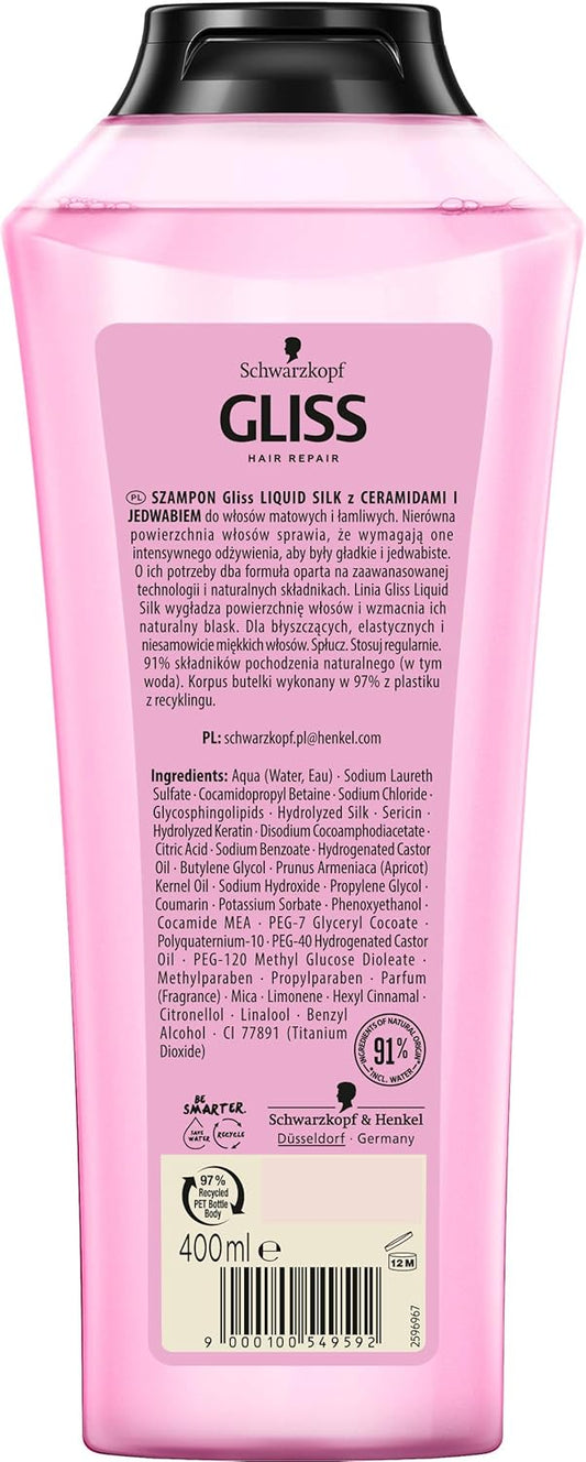 Schwarzkopf Gliss Kur Liquid Silk Shampoo Family Size (13.53 Fl Oz/400 Ml)
