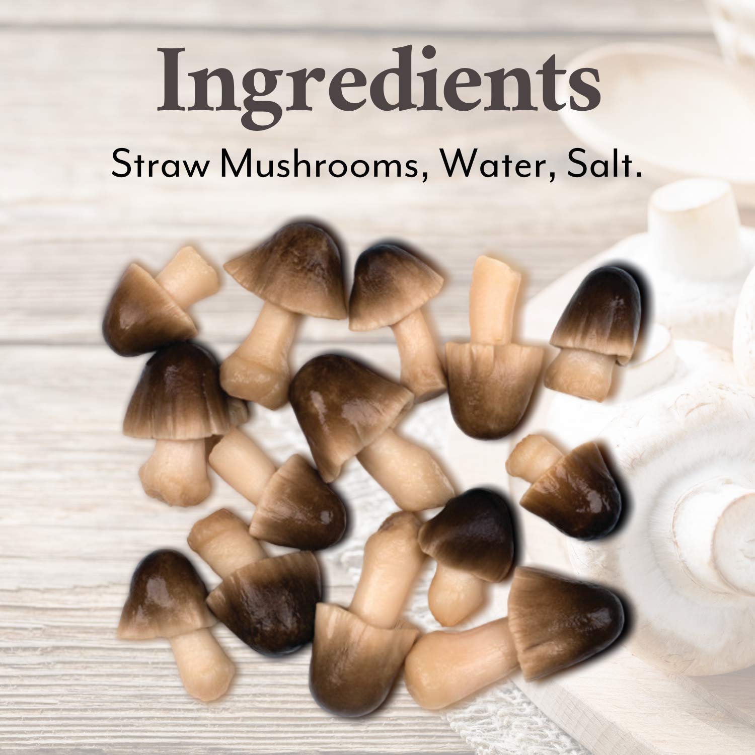 Roland Foods Canned Peeled Straw Mushrooms, 15 Ounce Can, Pack Of 8