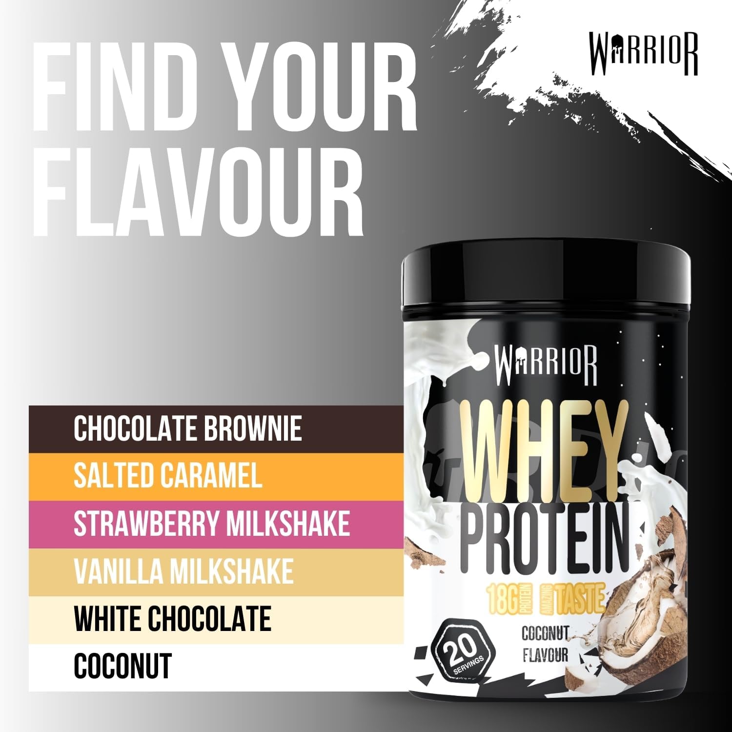 Warrior Whey Protein Powder 500g - Up to 36g* Protein per Shake – Low Sugar - Muscle Growth and Recovery Drink - Amazing Taste - 20 Servings - GMP Certified (Vanilla Milkshake) : Amazon.co.uk: Health & Personal Care