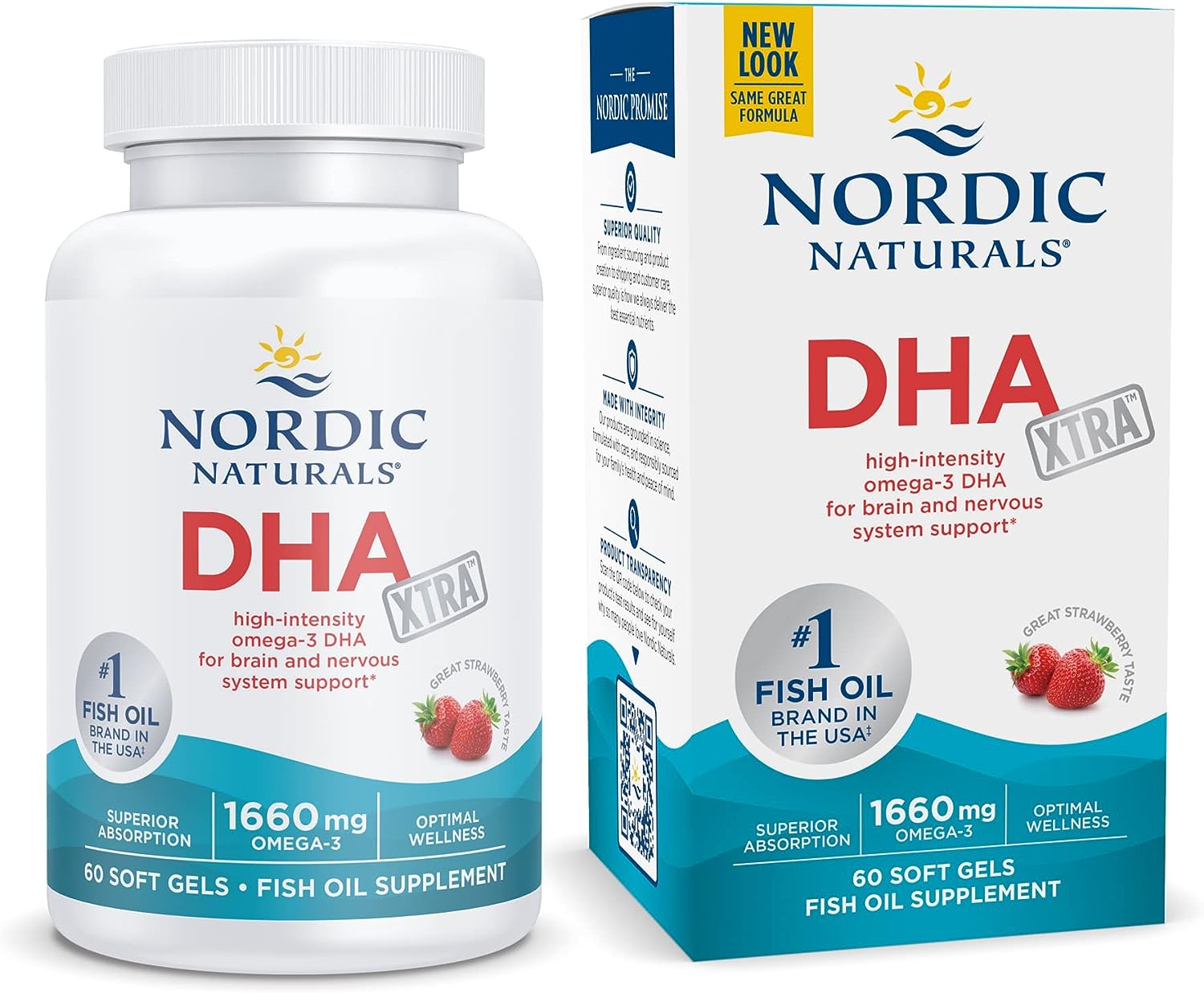 Nordic Naturals DHA Xtra, Strawberry - 60 Soft Gels - 1660 mg Omega-3