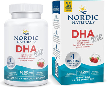 Nordic Naturals DHA Xtra, Strawberry - 60 Soft Gels - 1660 mg Omega-3