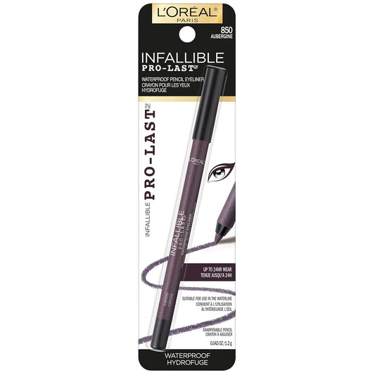 L'Oreal Paris Makeup Infallible Pro-Last Pencil Eyeliner, Waterproof And Smudge-Resistant, Glides On Easily To Create Any Look, Aubergine, 0.042 Oz