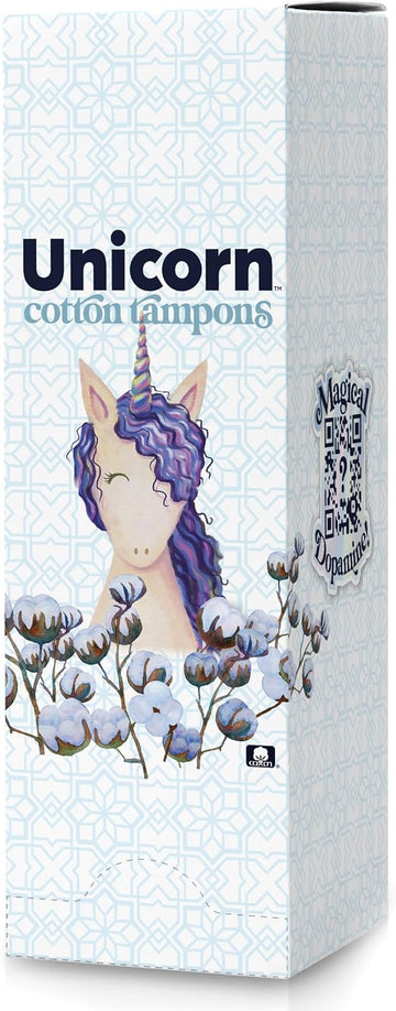 UNICORN Tampons, Organic Plant-Based Compact Applicator Regular Cotton Tampon Cartridge (60 Count, Pack of 1)