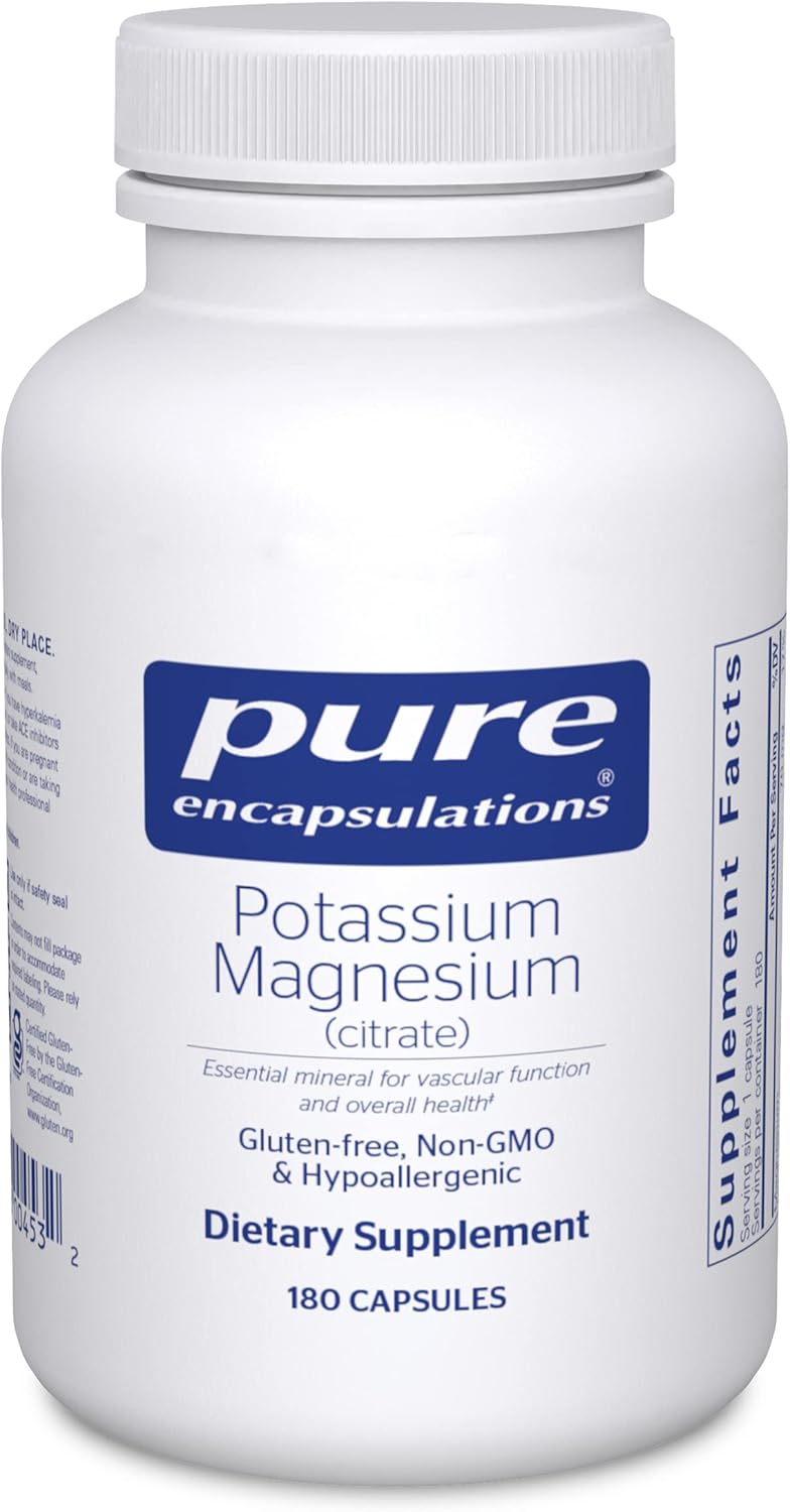 Pure Encapsulations Potassium Magnesium (Citrate) - For Heart Health & Bone Mineralization* - Optimal Absorption - Gluten Free & Non-Gmo - 180 Capsules