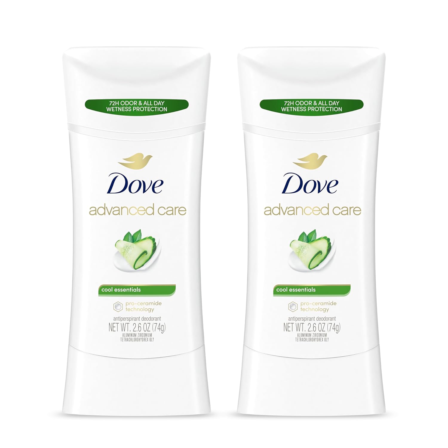 Dove Advanced Care Antiperspirant Deodorant Stick Cool Essentials 12 Count For Helping Your Skin Barrier Repair After Shaving 2.6 Oz