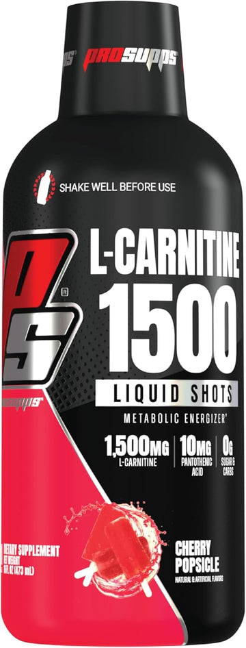 Prosupps L-Carnitine 1500 Stimulant Free Liquid Shots For Men And Women - Energizer Workout Drink For Performance And Muscle Recovery (31 Servings, Cherry Popsicle)