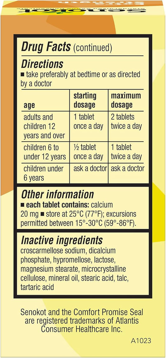 Senokot Extra Strength Natural Vegetable Laxative For Gentle Overnight Relief Occasional Constipation, 36 Count (Pack Of 2)