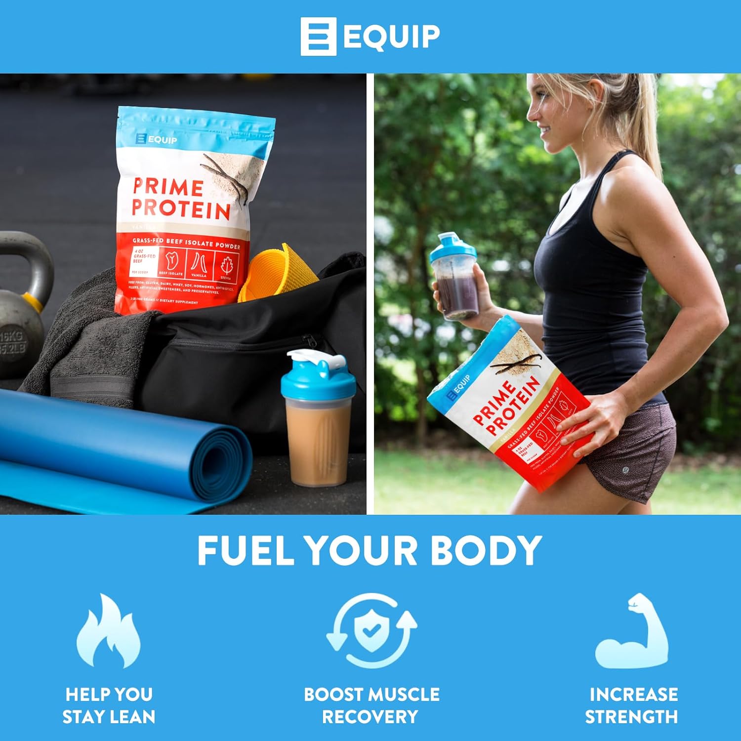 Equip Foods Chocolate Prime Protein Powder - Vanilla & Chocolate - Grass-Fed Isolate Beef Protein Powder - Paleo and Gluten Free Protein Powder - Helps Build and Repair Tissue, Gluten Free : Health & Household