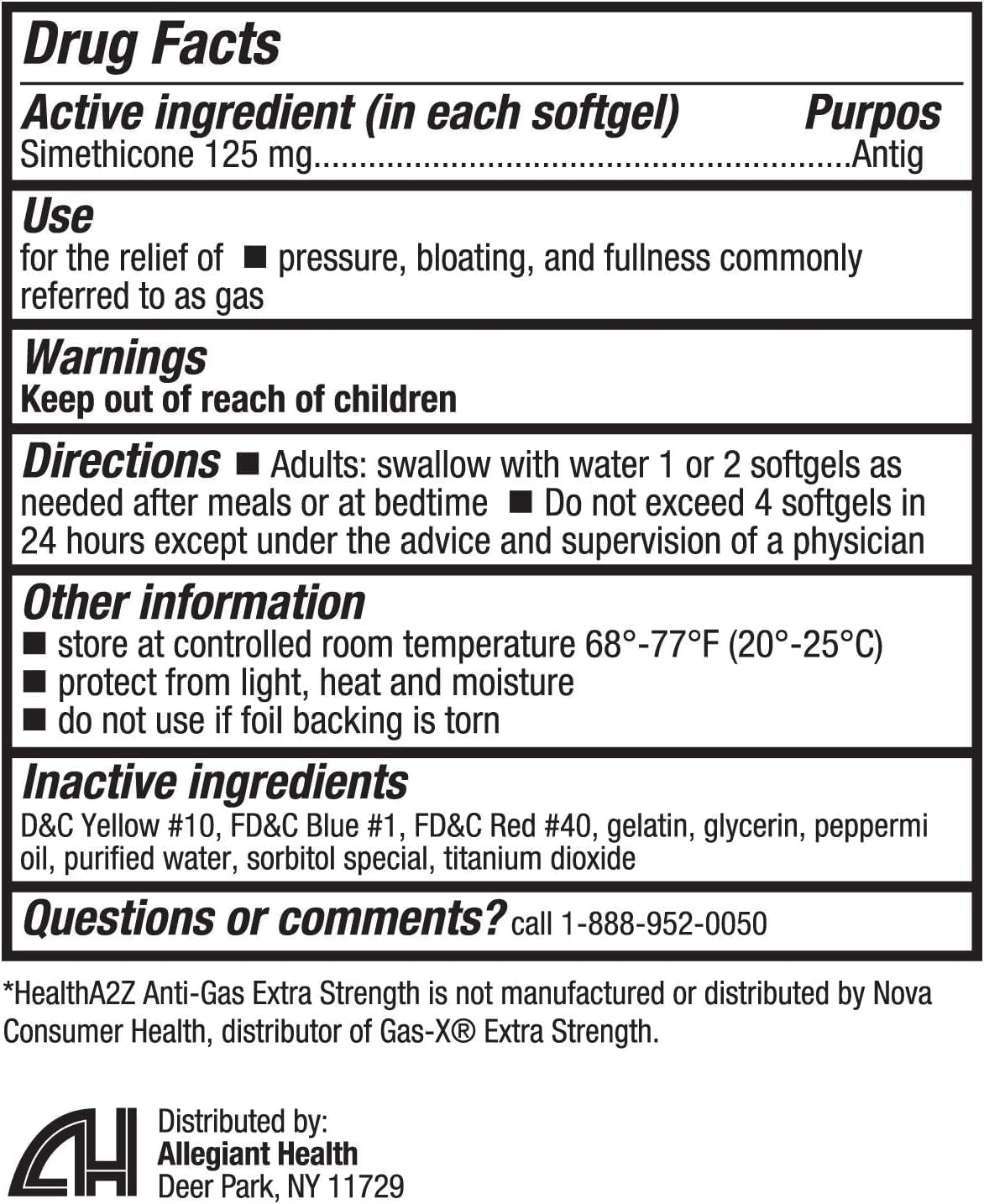 HealthA2Z® Gas Relief Simethicone | 125mg | Extra Strength | Relieves from Stomach Discomfort and Gas | Anti Flatulence | Relieves Gas Fast and Bloating (15 Counts (Pack of 3)) : Health & Household