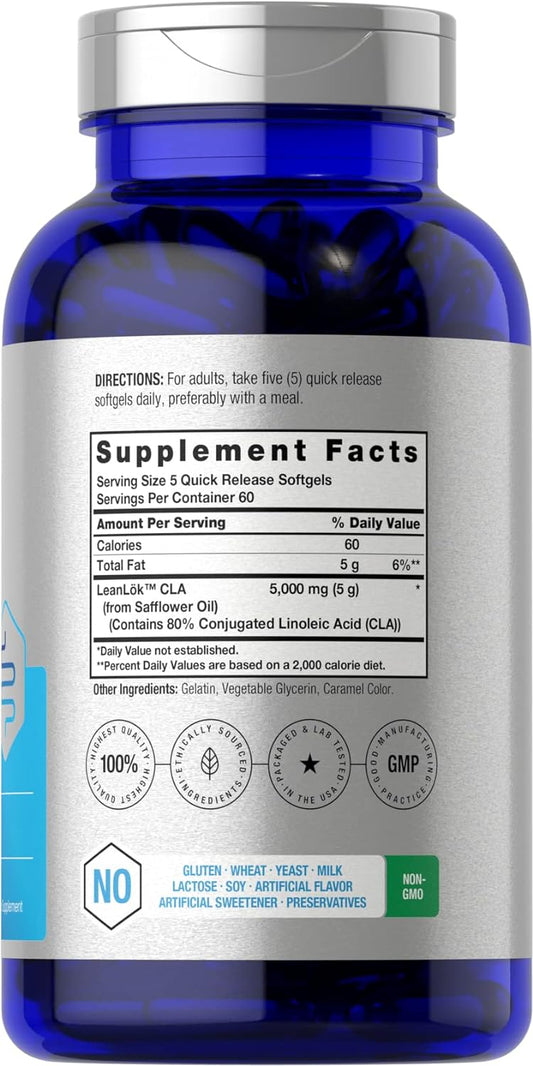 Horbäach Cla Supplement | 300 Softgel Pills | Maximum Potency | Conjugated Lineolic Acid From Safflower Oil | Non-Gmo, Gluten Free