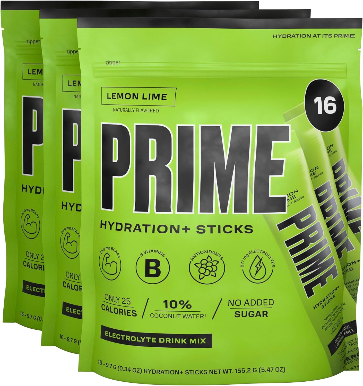 PRIME HYDRATION+ Sticks Lemon Lime | Hydration Powder Single Serve Sti