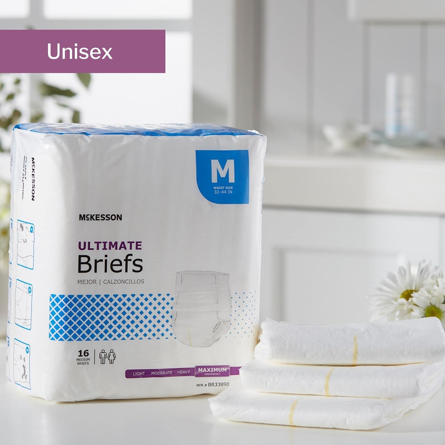 McKesson Ultimate Briefs, Incontinence, Adult Unisex, Maximum Absorbency, Medium, 16 Count, 1 Pack : Health & Household