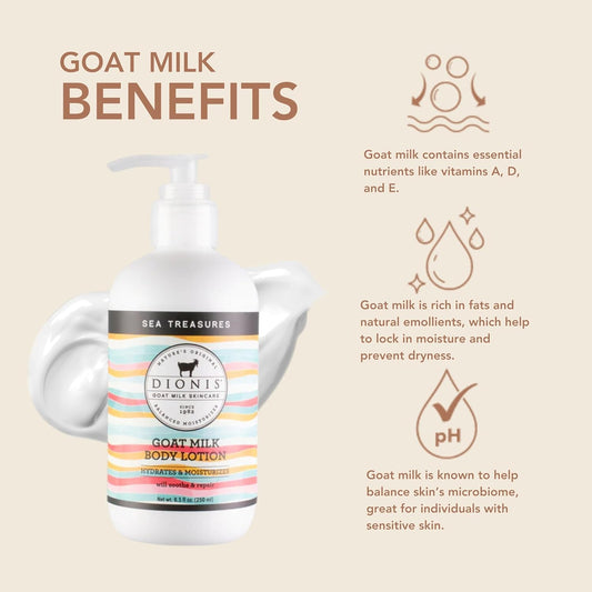 Dionis - Goat Milk Skincare Scented Lotion (8.5 Oz) - Moisturize Dry Skin, Great For All Skin Types, Made In The Usa - Cruelty-Free And Paraben-Free (Unscented)