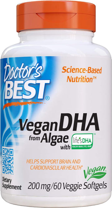 Doctor's Best Vegetarian DHA from Algae, Non-GMO, Vegan, Gluten Free,