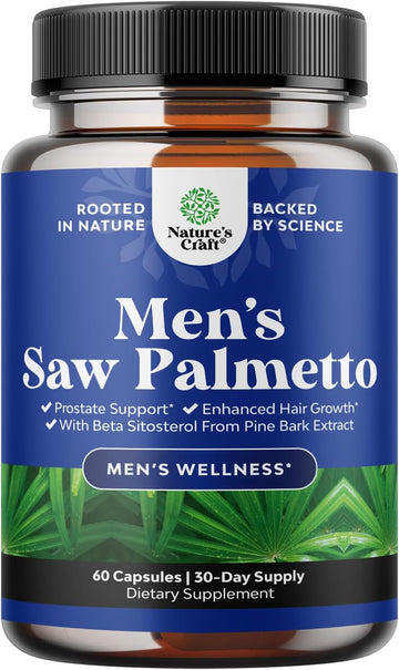 Saw Palmetto For Men With Beta Sitosterol - Saw Palmetto Extract Prostate Support Supplement For Men'S Health & Better Bladder Control Plus Thickening Hair Supplement For Hair Growth For Men - 60Ct