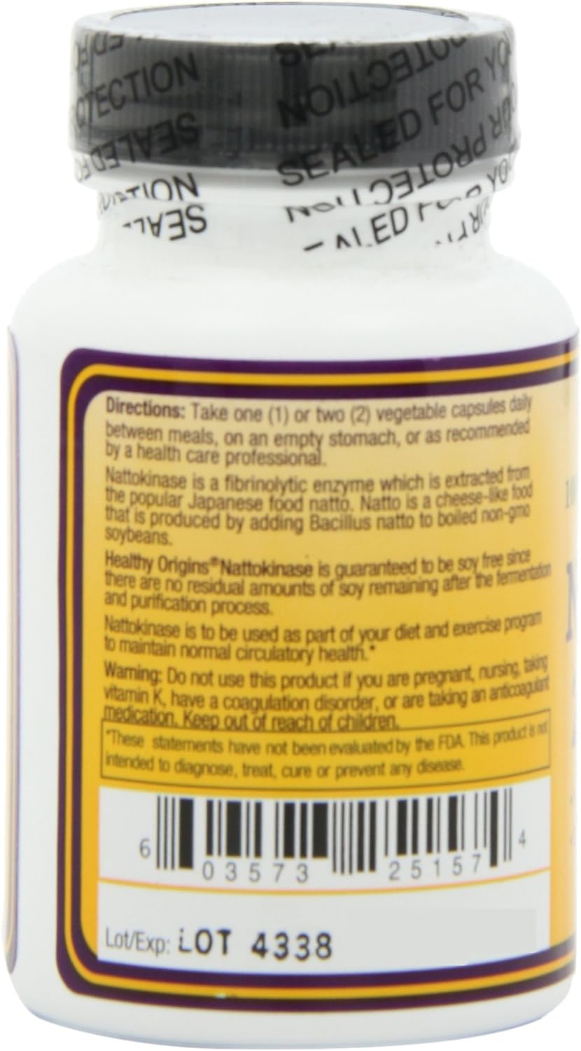 Healthy Origins Nattokinase 2, 000 FU's Multi Vitamins, 100 Mg, 60 Count : Health & Household