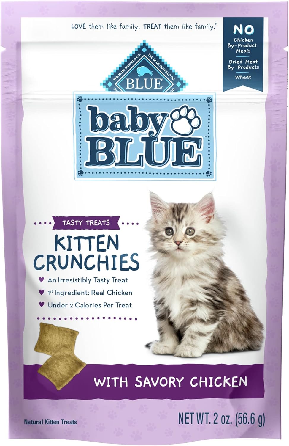 Blue Buffalo Baby Blue Kitten Crunchies, Crunchy Cat Treats, Made With Natural Ingredients, Savory Chicken, 2-Oz. Bag