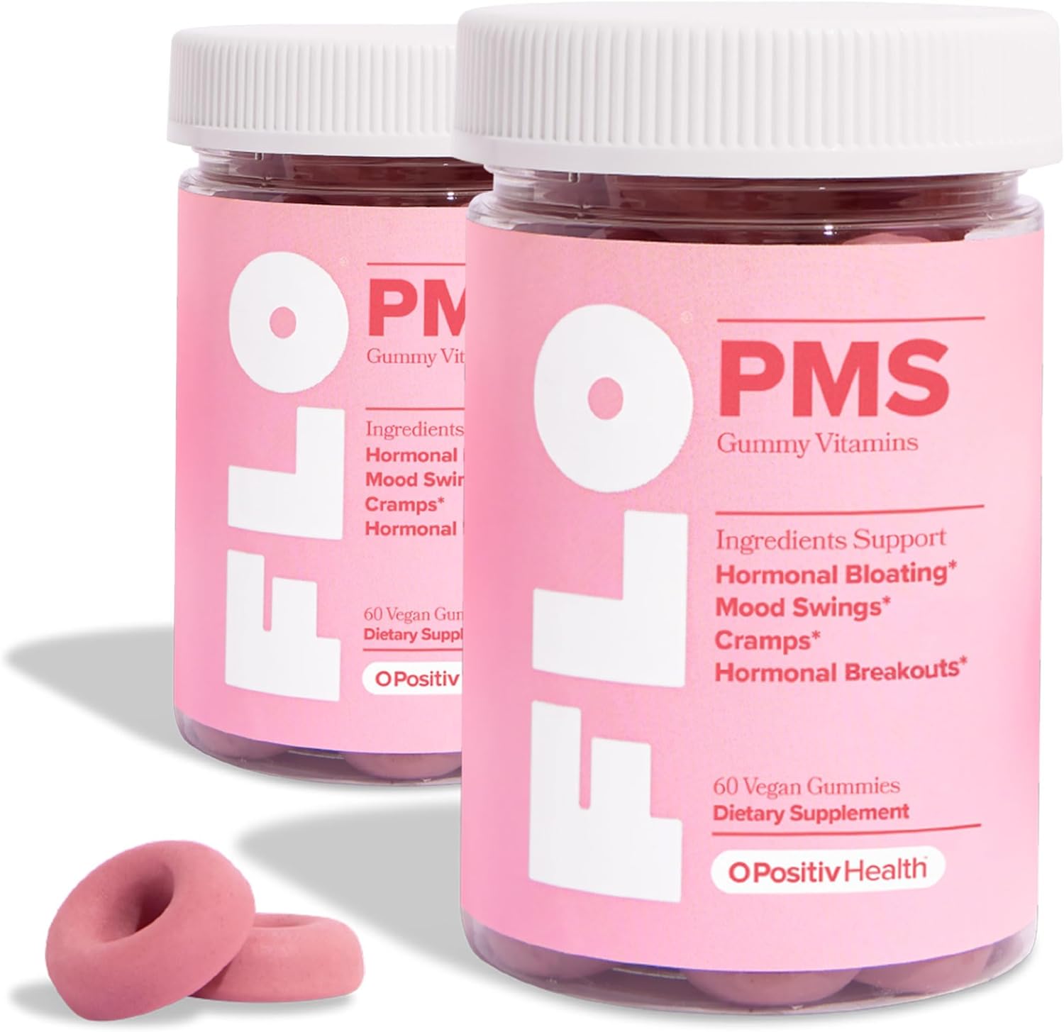 Flo Pms Gummies For Women - Proactive Pms Relief - Targets Hormonal Breakouts, Bloating, Cramps, & Mood Swings With Chasteberry, Vitamin B6, & Lemon Balm - Pms Gummies (Pack Of 2)