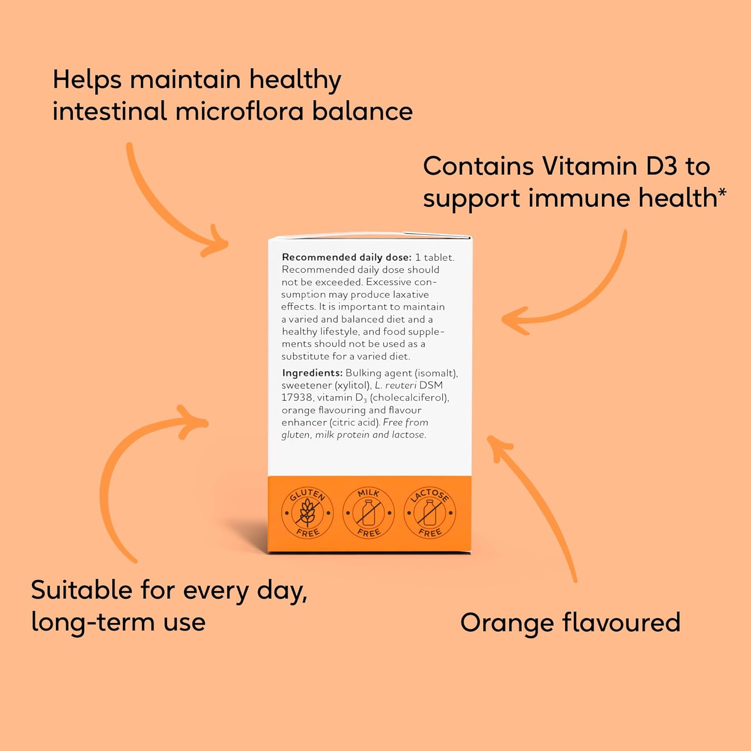 BIOGAIA Protectis Probiotic Tablets with Vitamin D3, Orange Flavoured, 30 Tablets : Amazon.co.uk: Health & Personal Care
