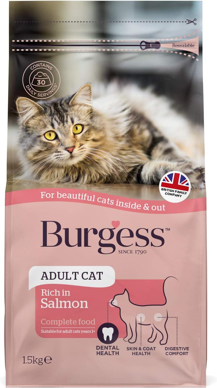 Burgess Dry Cat Food for Adult Cats Rich in Salmon, 1.5 kg?FC00006B