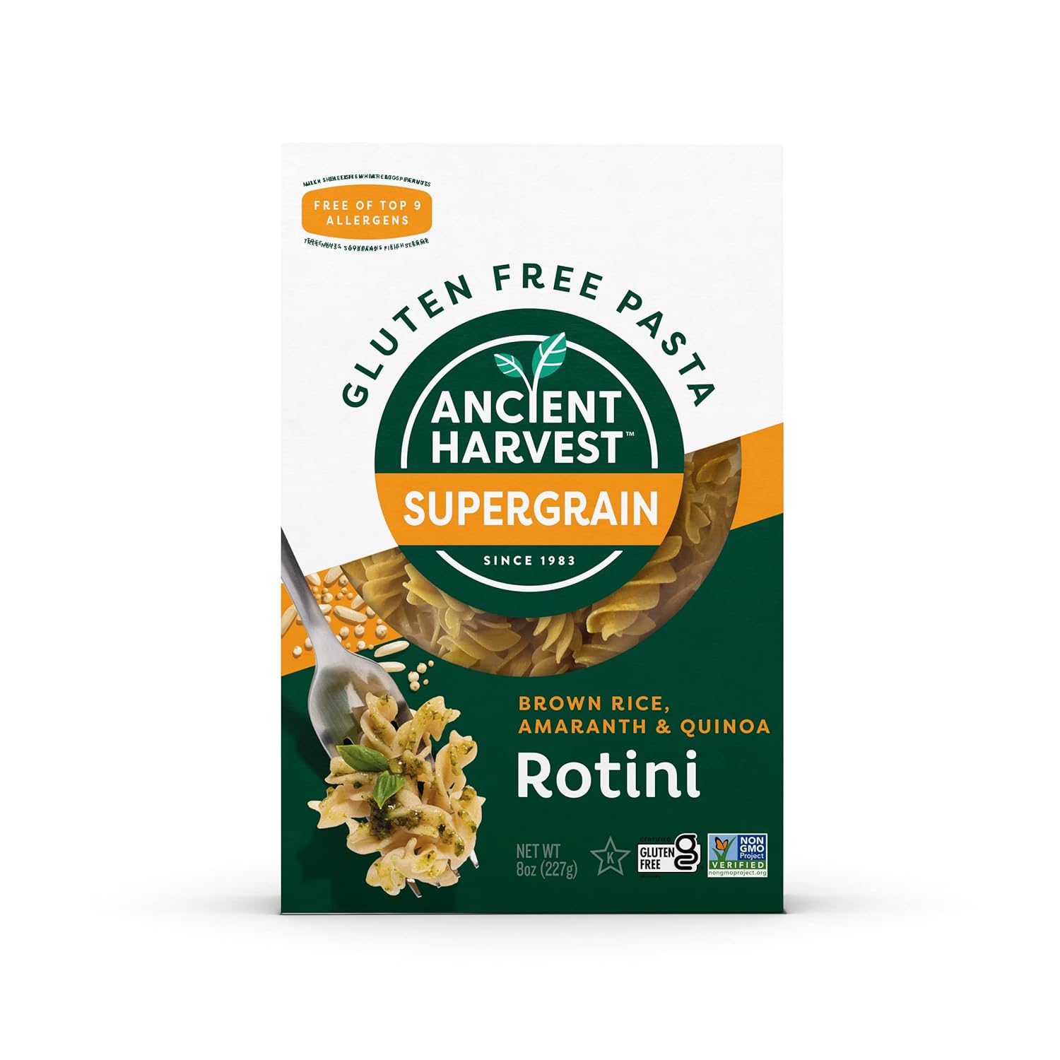 Ancient Harvest Gluten-Free Supergrain Pasta, Plant-Based Vegan Rotini with Amaranth & Quinoa, 8 Oz (Pack of 6)