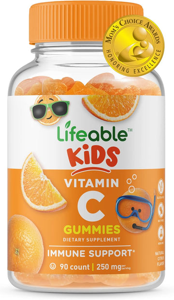 Lifeable Vitamin C - Great Tasting Natural Flavor Gummy Supplement - Vegetarian GMO-Free Chewable Vitamins - for Immune Support - 90 Gummies (250 mg for Kids)