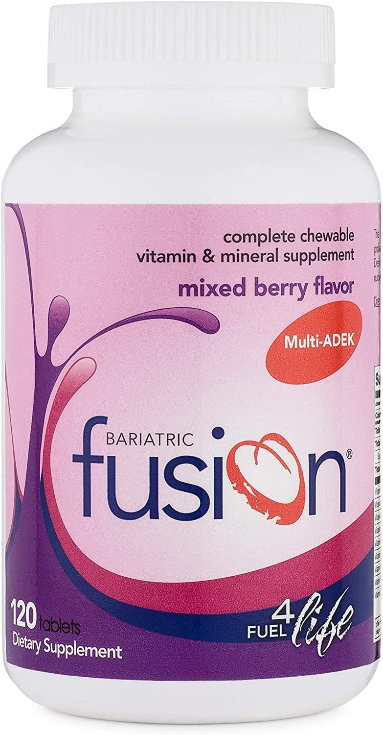 Bariatric Fusion Chewable Multivitamin With High Adek Vitamins | Multi For Duodenal Switch Patients | Mixed Berry Flavored Tablets | With Iron And Calcium | One Month Supply