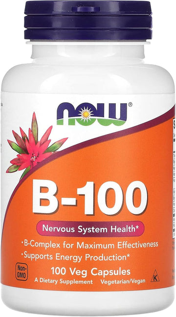 Now Foods Supplements, Vitamin B-100, Energy Production*, Nervous System Health*, 100 Veg Capsules