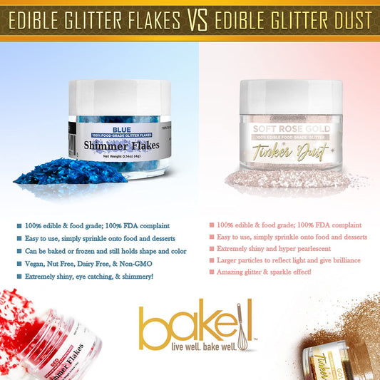Bakell Edible Glitter Flakes | Vegan Ivory Edible Shimmer Flakes | Kosher Certified | Halal Certified | 100% Edible & Food Grade | Cakes, Cupcakes, Decoration (Ivory, 4G)