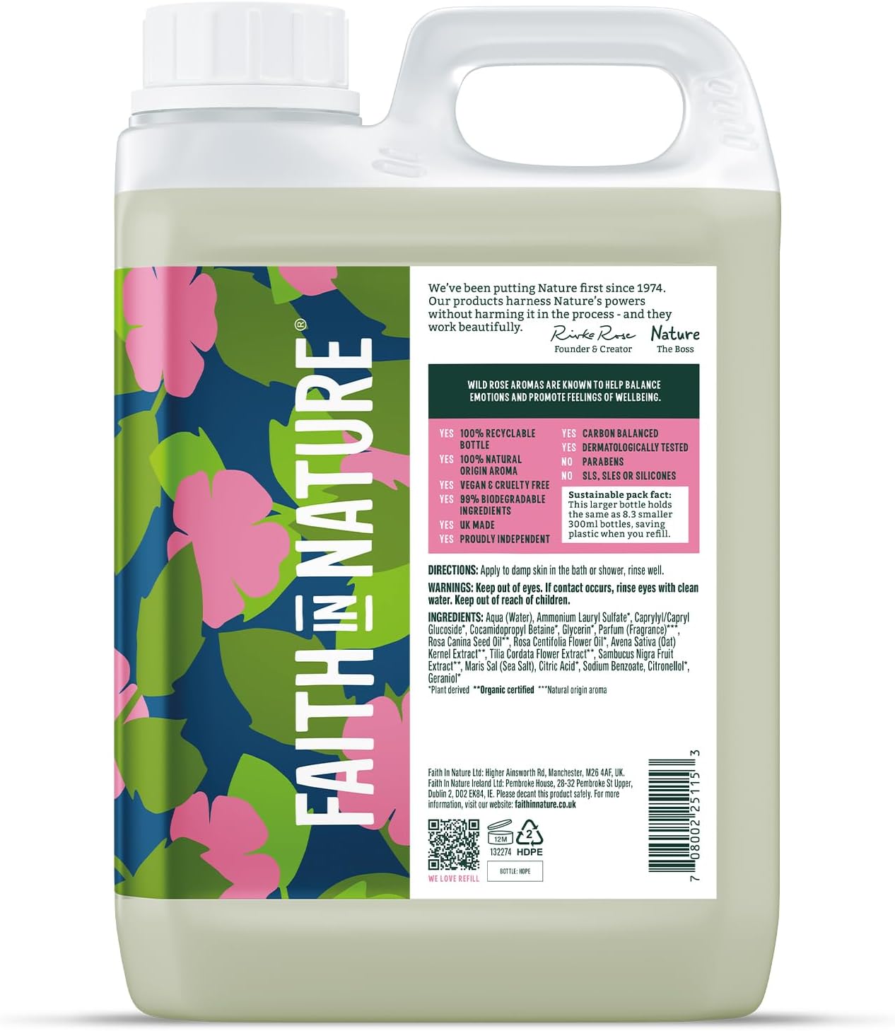 Faith In Nature Natural Wild Rose Body Wash, Balacing Shower Gel, Vegan & Cruelty Free, No SLS or Parabens, 2.5L Refill : Amazon.co.uk: Beauty