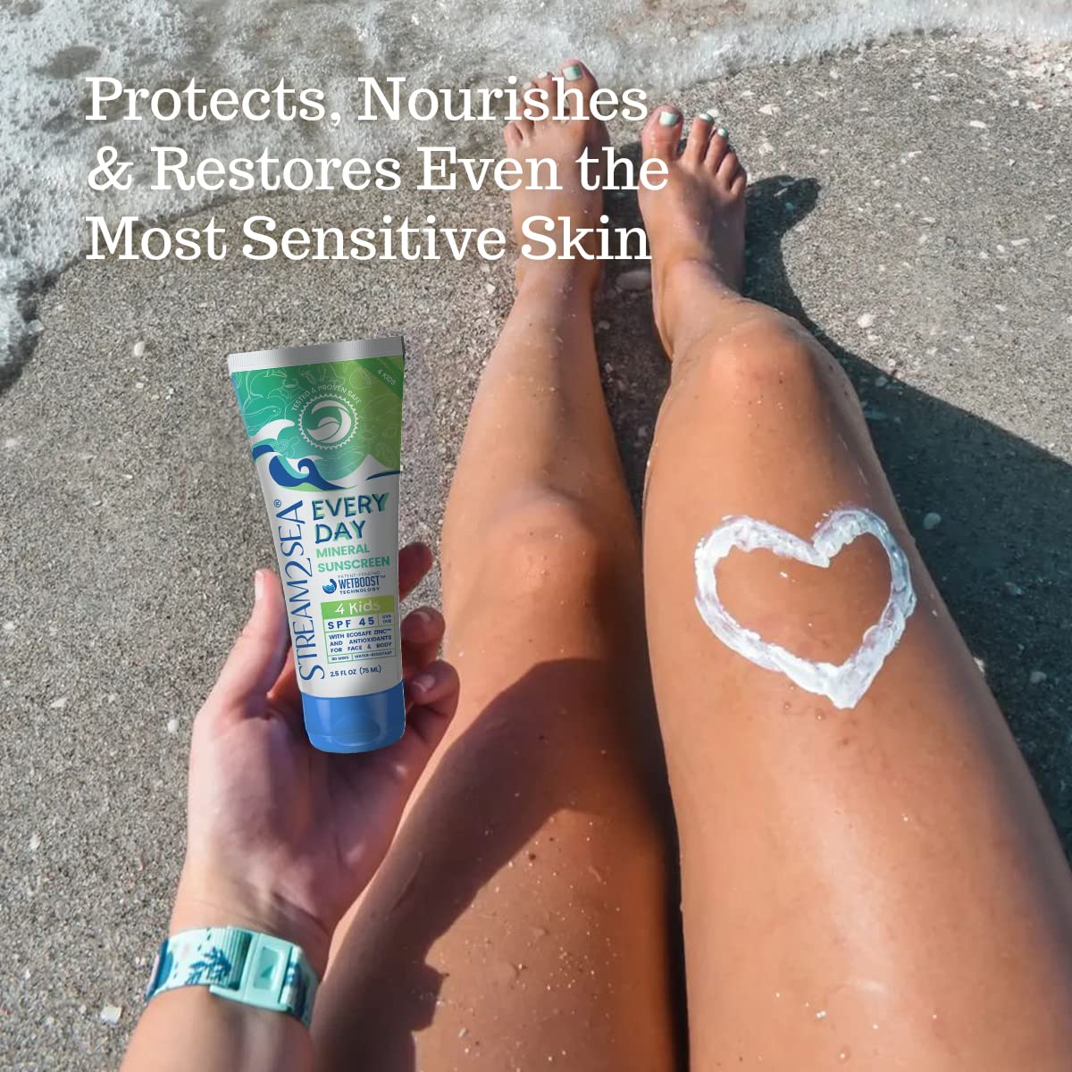 SPF 45 Every Day Kids Mineral Sunscreen | 2.5 Fl Oz Biodegradable, Paraben Free & Reef Safe Sunscreen for Face & Body for Kids | Non-Greasy, Lightweight & Sheer Mineral Protection Against UVA & UVB : Beauty & Personal Care